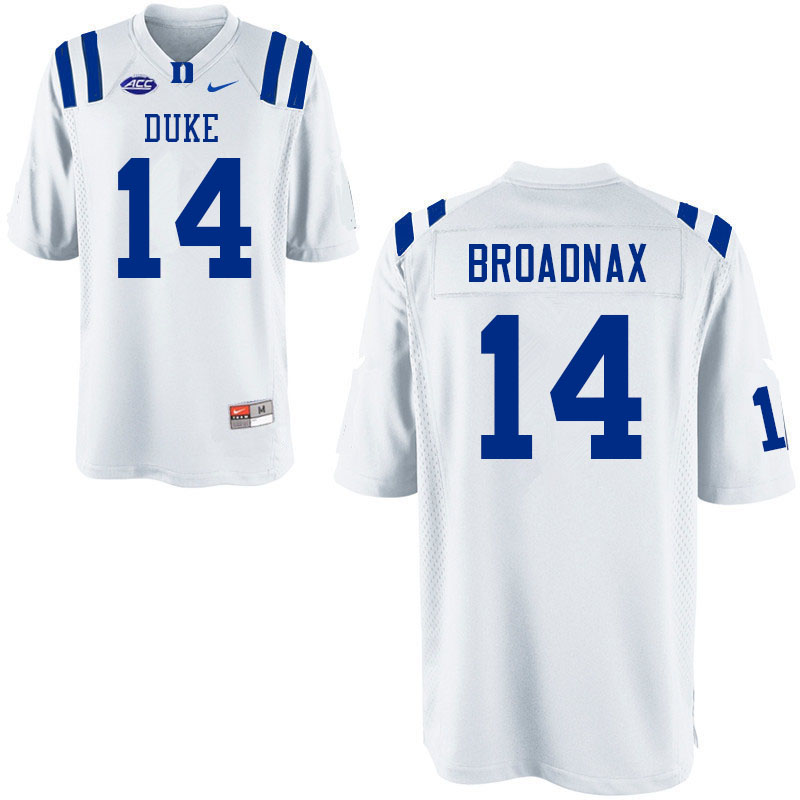 Men #14 Trent Broadnax Duke Blue Devils College Football Jerseys Sale-White